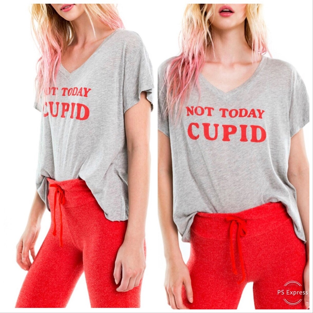 WILDFOX NOT TODAY CUPID GRAY GRAPHIC TEE
